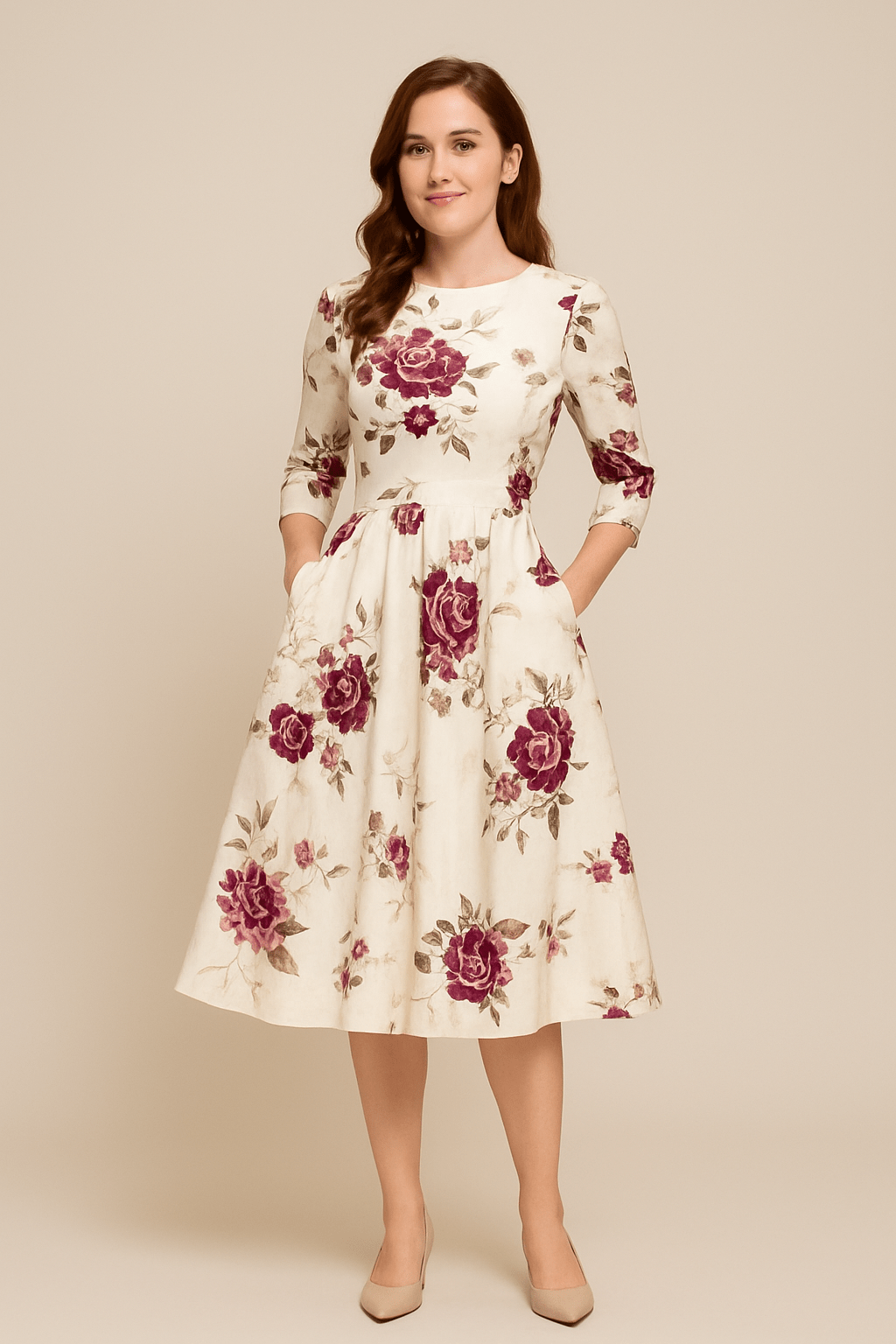 Malie Damen A-Linien Kleid - Blumenmuster Eleganter Stil
