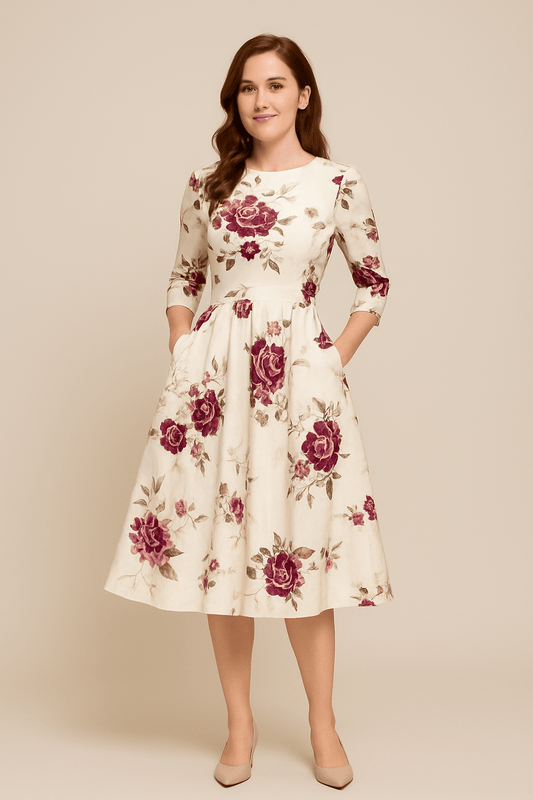 Malie Damen A-Linien Kleid - Blumenmuster Eleganter Stil