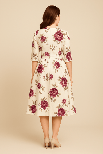 Malie Damen A-Linien Kleid - Blumenmuster Eleganter Stil