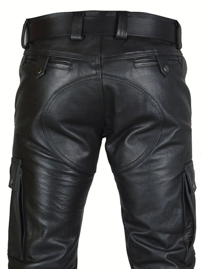 Herren Kunstleder Motorradhose