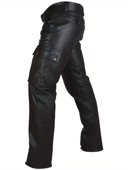 Herren Kunstleder Motorradhose