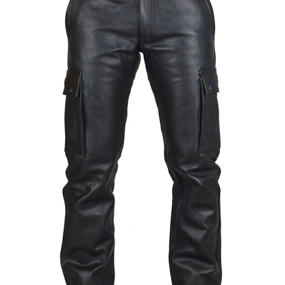 Herren Kunstleder Motorradhose