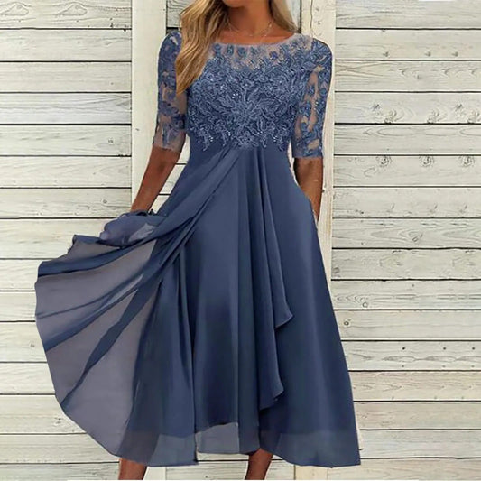 LEAH I ELEGANTES MIDI-KLEID MIT SPITZE