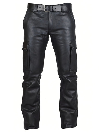 Herren Kunstleder Motorradhose
