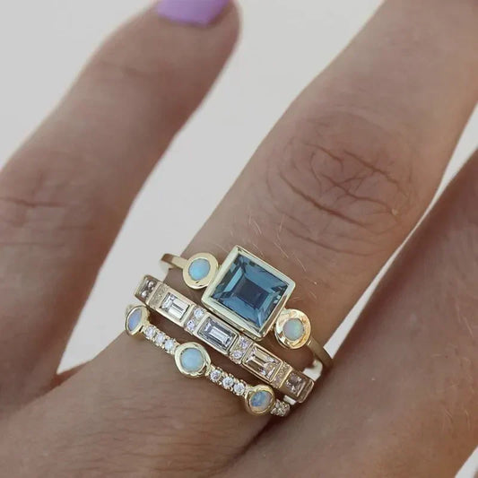 Sarai™ | Deep Sea Radiance Ring Set