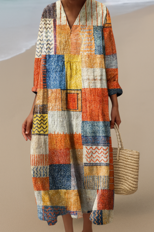 Patchwork Boho Kleid – Künstlerisches Flair, Komfort den ganzen Tag
